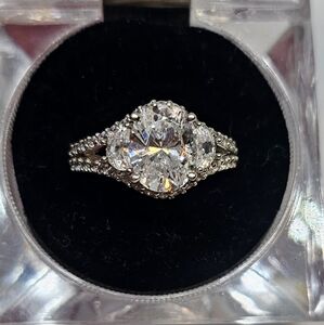 Vtg QVC Sterling Ring with Zircon Stones
